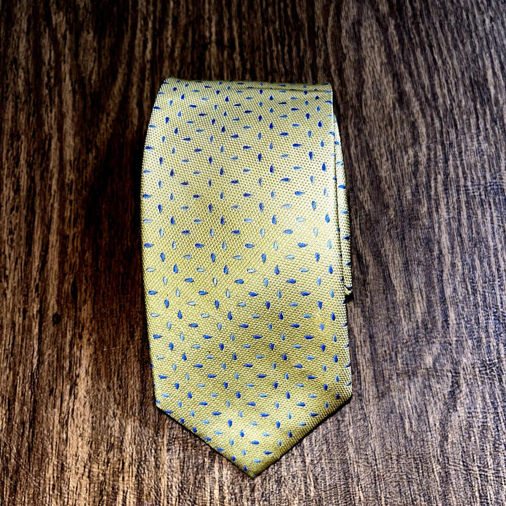 English Laundry Mens Necktie Christopher Wicks Geometric Silk Classic Yellow